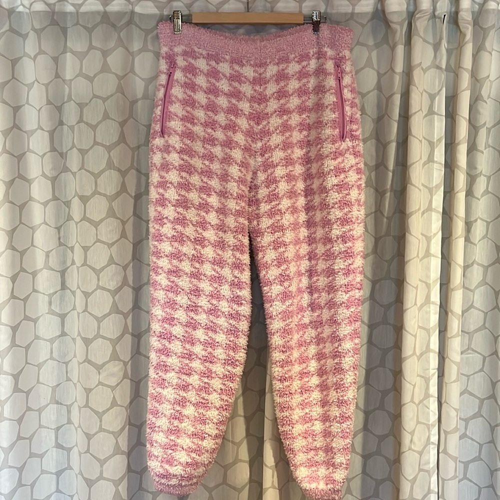 Skims Cozy Jogger Pink Houndstooth L/XL
